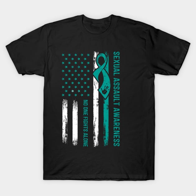 No One Fights Alone Sexual Assault American Flag T-Shirt by FrancisDouglasOfficial